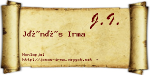 Jónás Irma névjegykártya
