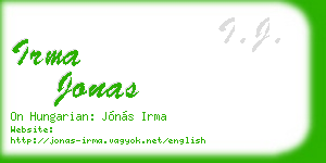 irma jonas business card