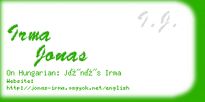 irma jonas business card